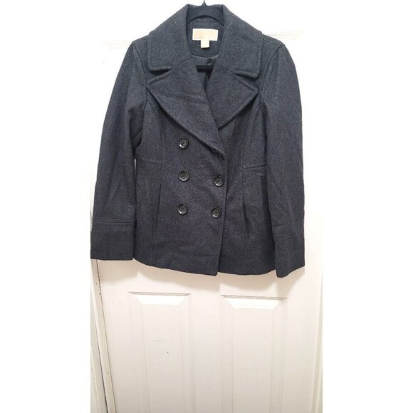 Michael Kord Gray Wool Blend Double-Breasted Peacoat  Size S - Picture 1 of 15